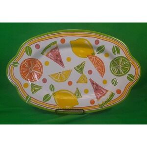 Partylite Ceramic Platter Summerfest Collection Lemons Limes‎ Watermelon Oranges